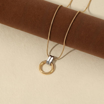 Aquabliss Two-Tone Stainless Steel Open Circle Pendant Necklace
