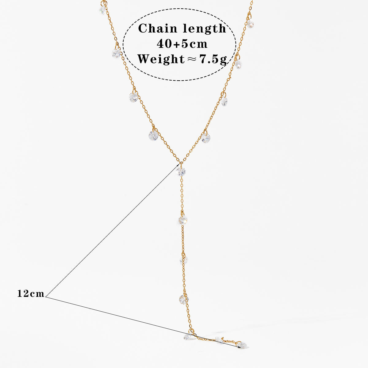 Aquabliss Dainty Gold-Tone Stainless Steel Colorful Cubic Zirconia Lariat Y-Necklace