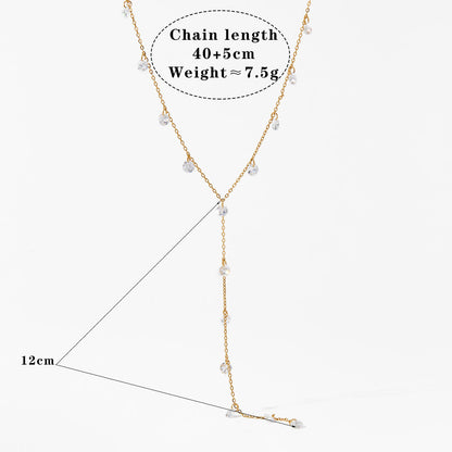 Aquabliss Dainty Gold-Tone Stainless Steel Colorful Cubic Zirconia Lariat Y-Necklace