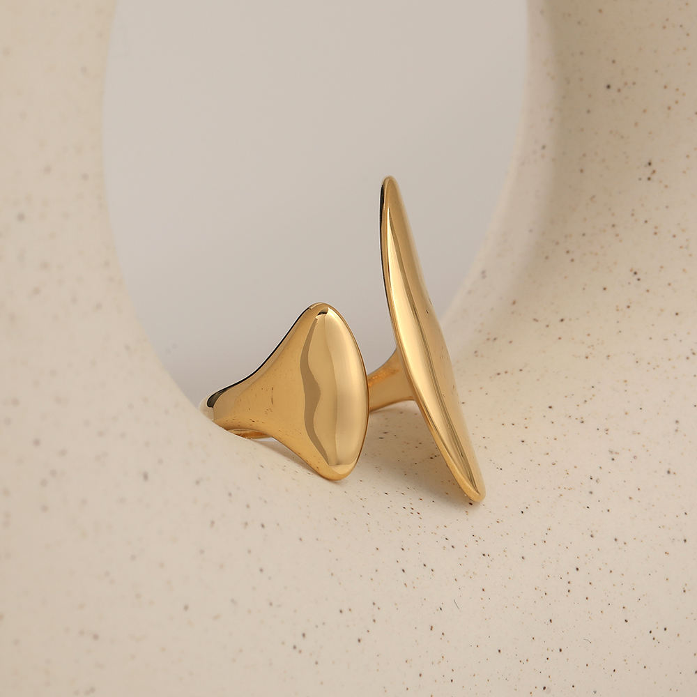 Aquabliss Gold-Tone Stainless Steel Abstract Shape Statement Ring
