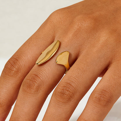 Aquabliss Gold-Tone Stainless Steel Abstract Shape Statement Ring