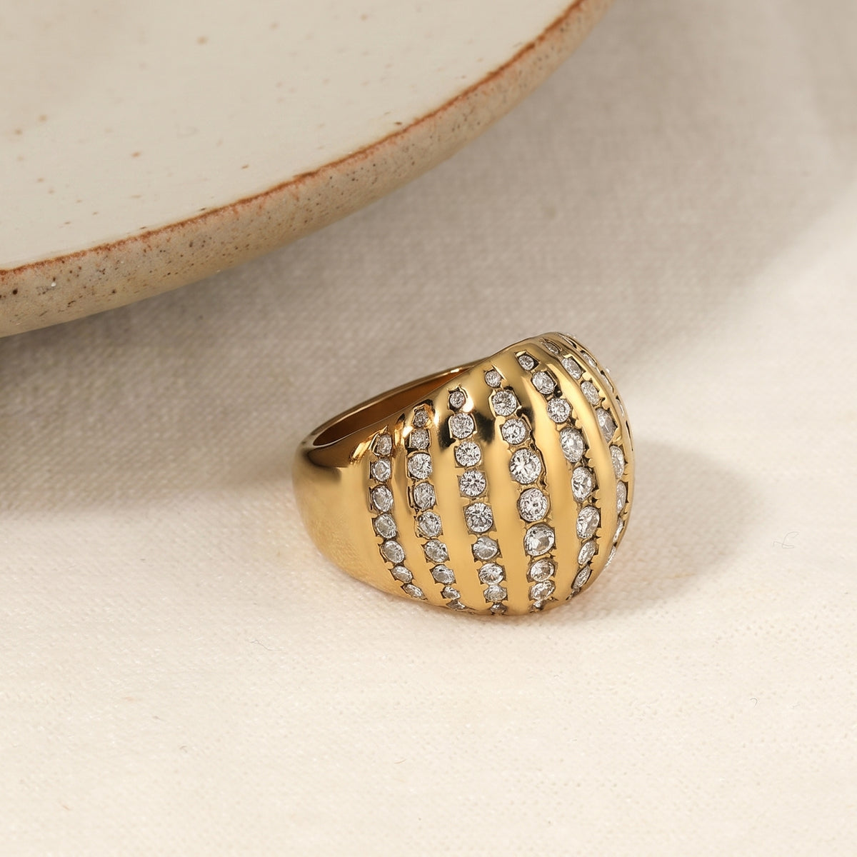 Aquabliss Gold-Tone Stainless Steel Dome Ring