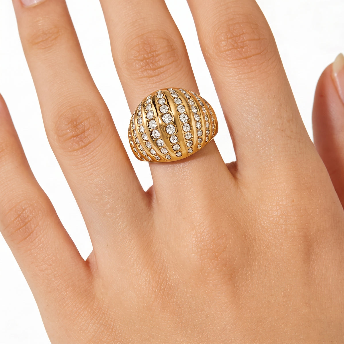 Aquabliss Gold-Tone Stainless Steel Dome Ring