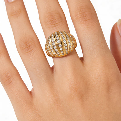 Aquabliss Gold-Tone Stainless Steel Dome Ring