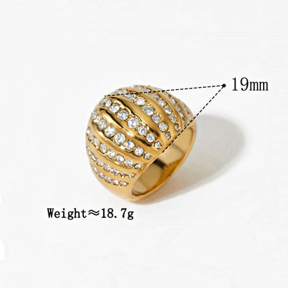 Aquabliss Gold-Tone Stainless Steel Dome Ring