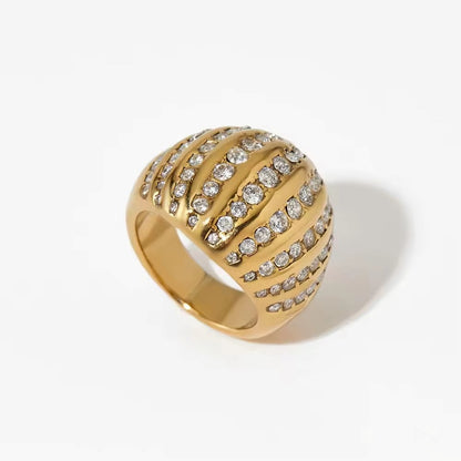Aquabliss Gold-Tone Stainless Steel Dome Ring
