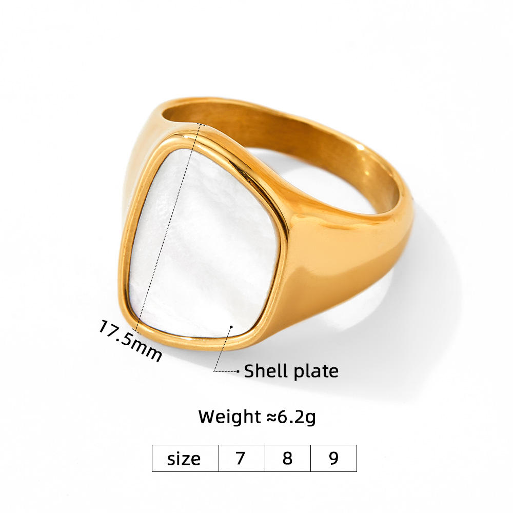 Aquabliss Gold-Tone Stainless Steel Shell Signet Ring