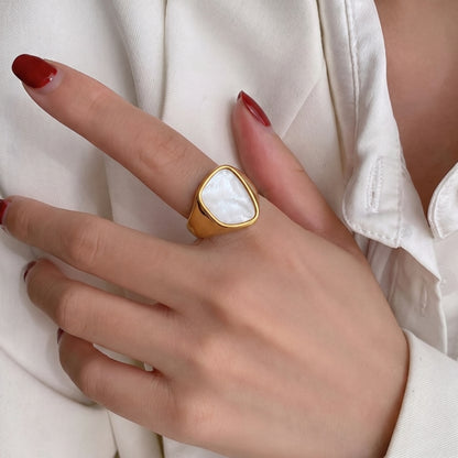 Aquabliss Gold-Tone Stainless Steel Shell Signet Ring