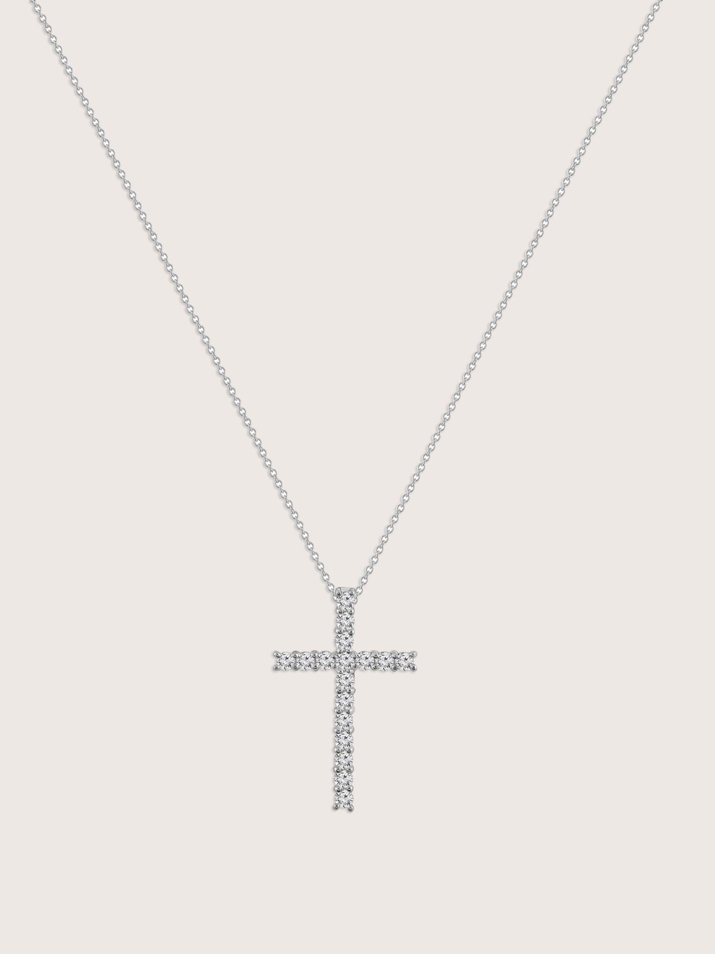 DIAMONBLISS Sterling Silver Cubic Zirconia Cross Pendant with Chain