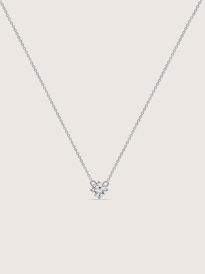DIAMONBLISS Silver-tone Brass Round cut Solitiare Pendant Necklace| Embellished with Swarovski® Zirconia| 1 cttw