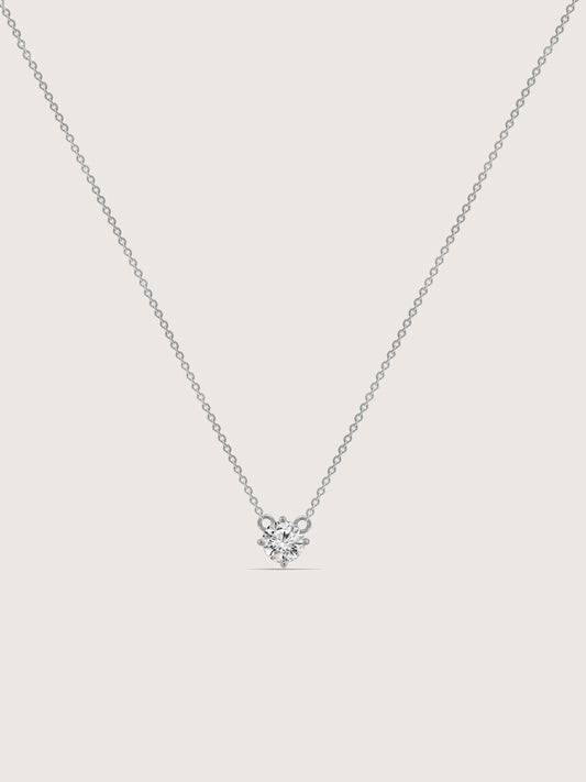 DIAMONBLISS Silver-tone Brass Round cut Solitiare Pendant Necklace| Embellished with Swarovski® Zirconia| 1 cttw