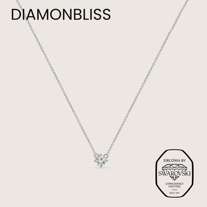 DIAMONBLISS Silver-tone Brass Round cut Solitiare Pendant Necklace| Embellished with Swarovski® Zirconia| 1 cttw