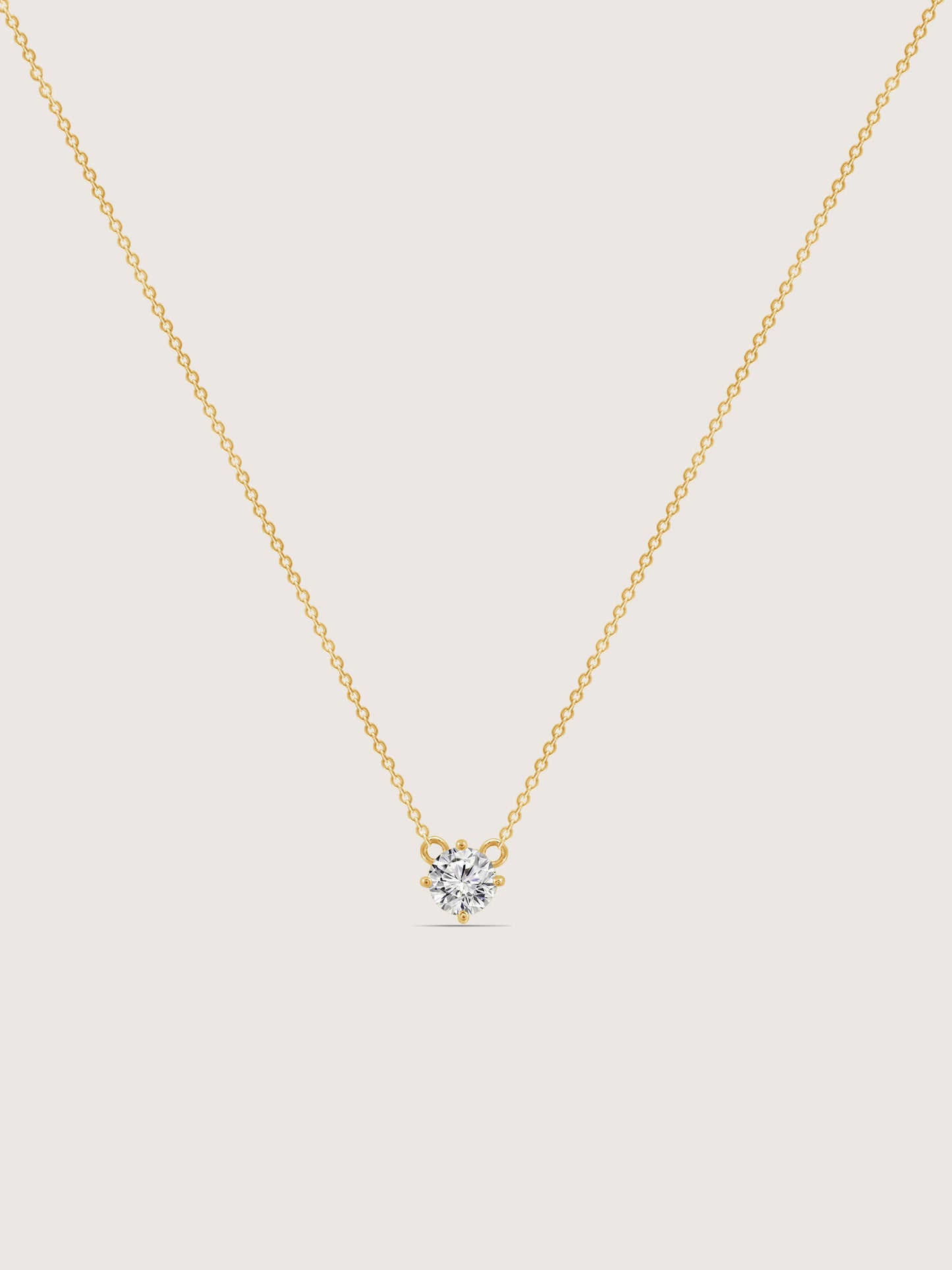 DIAMONBLISS Yellow-tone Brass Round cut Solitiare Pendant Necklace| Embellished with Swarovski® Zirconia| 1 cttw