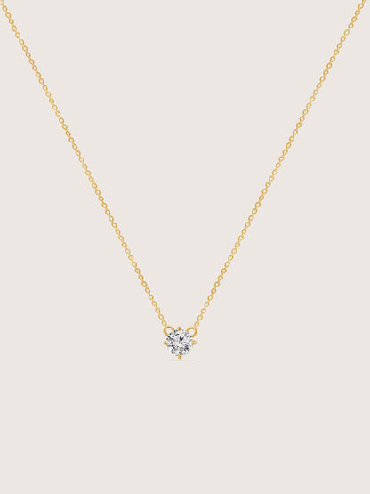 DIAMONBLISS Yellow-tone Brass Round cut Solitiare Pendant Necklace| Embellished with Swarovski® Zirconia| 1 cttw