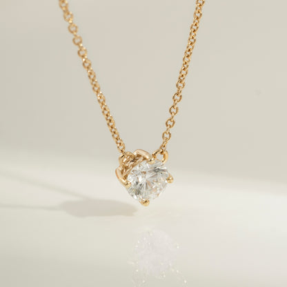 DIAMONBLISS Yellow-tone Brass Round cut Solitiare Pendant Necklace| Embellished with Swarovski® Zirconia| 1 cttw