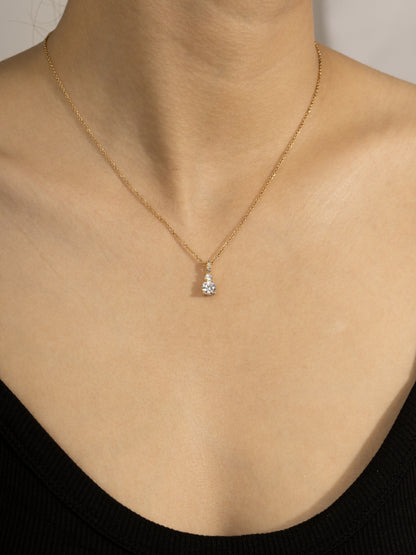 DIAMONBLISS Yellow-tone Brass Round cut Solitiare Drop Pendant Necklace| Embellished with Swarovski® Zirconia| 1.5 cttws