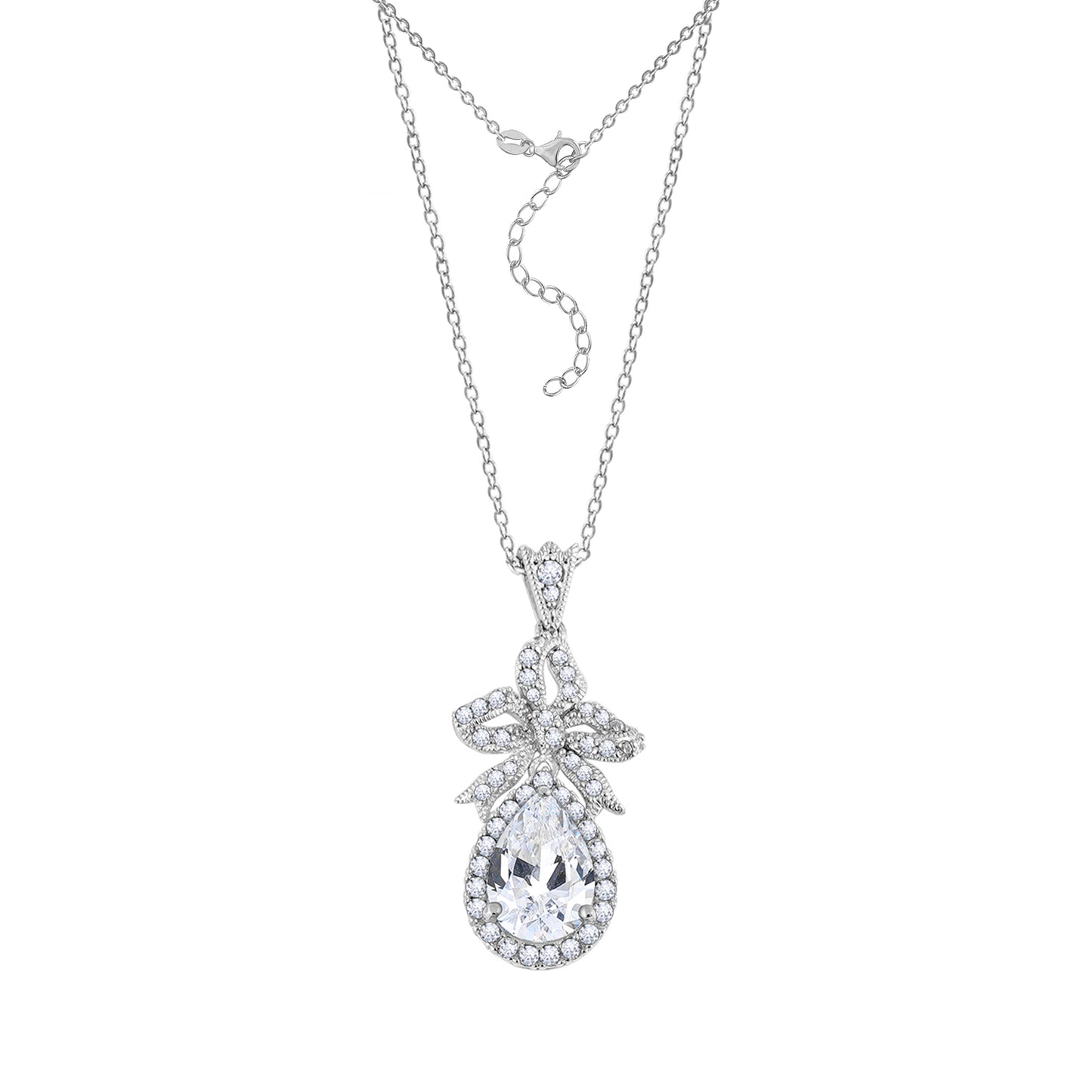 Diamonbliss Marilyn Bow Pear Drop Necklace