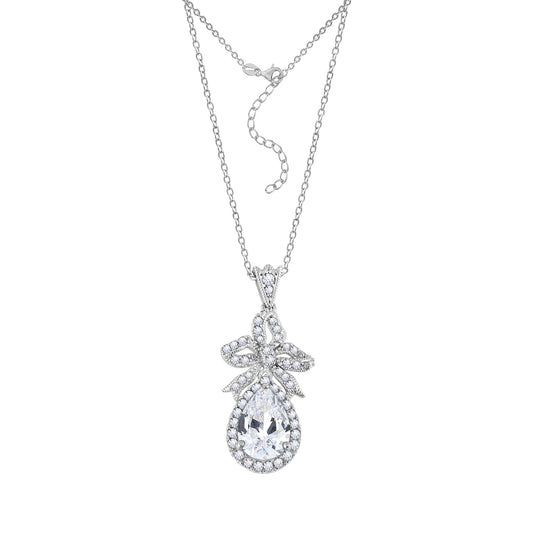 Diamonbliss Marilyn Bow Pear Drop Necklace