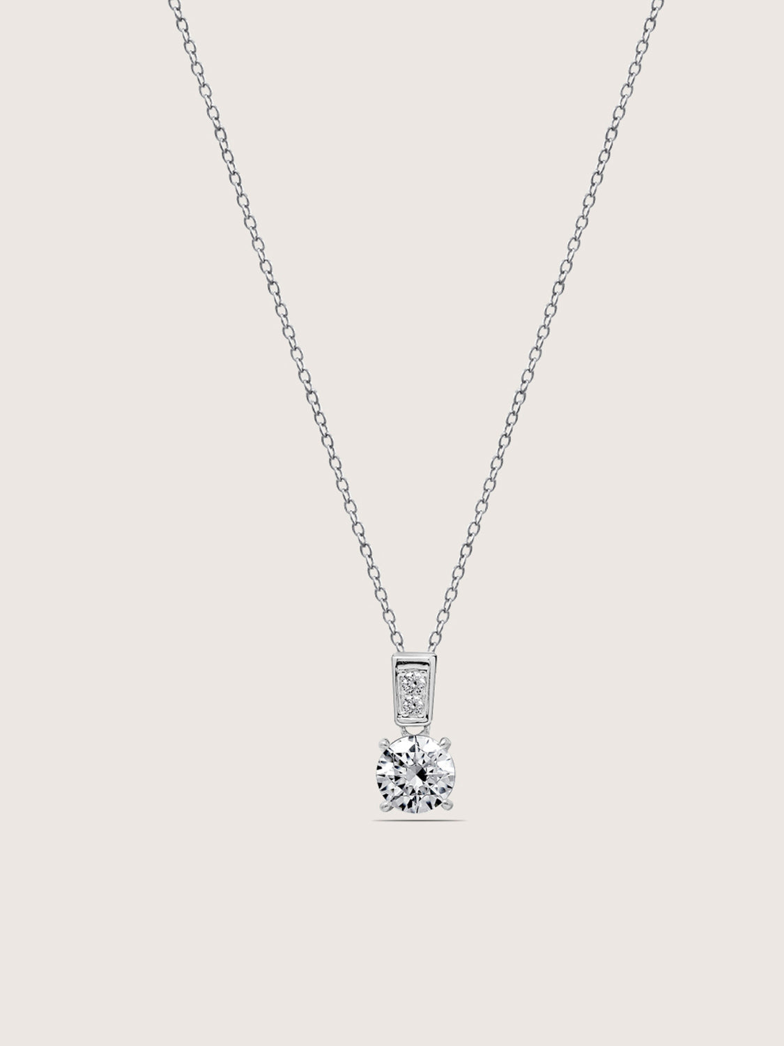 DIAMONBLISS Silver-tone Brass Round cut Solitiare Drop Pendant Necklace| Embellished with Swarovski® Zirconia| 1.5 cttws