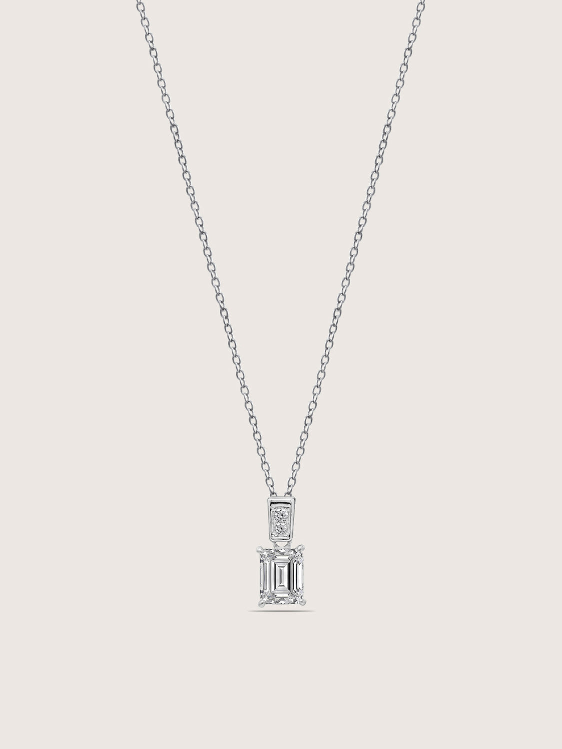 DIAMONBLISS Silver-tone Brass Emerald cut Solitiare Drop Pendant Necklace| Embellished with Swarovski® Zirconia| 1.5 cttws