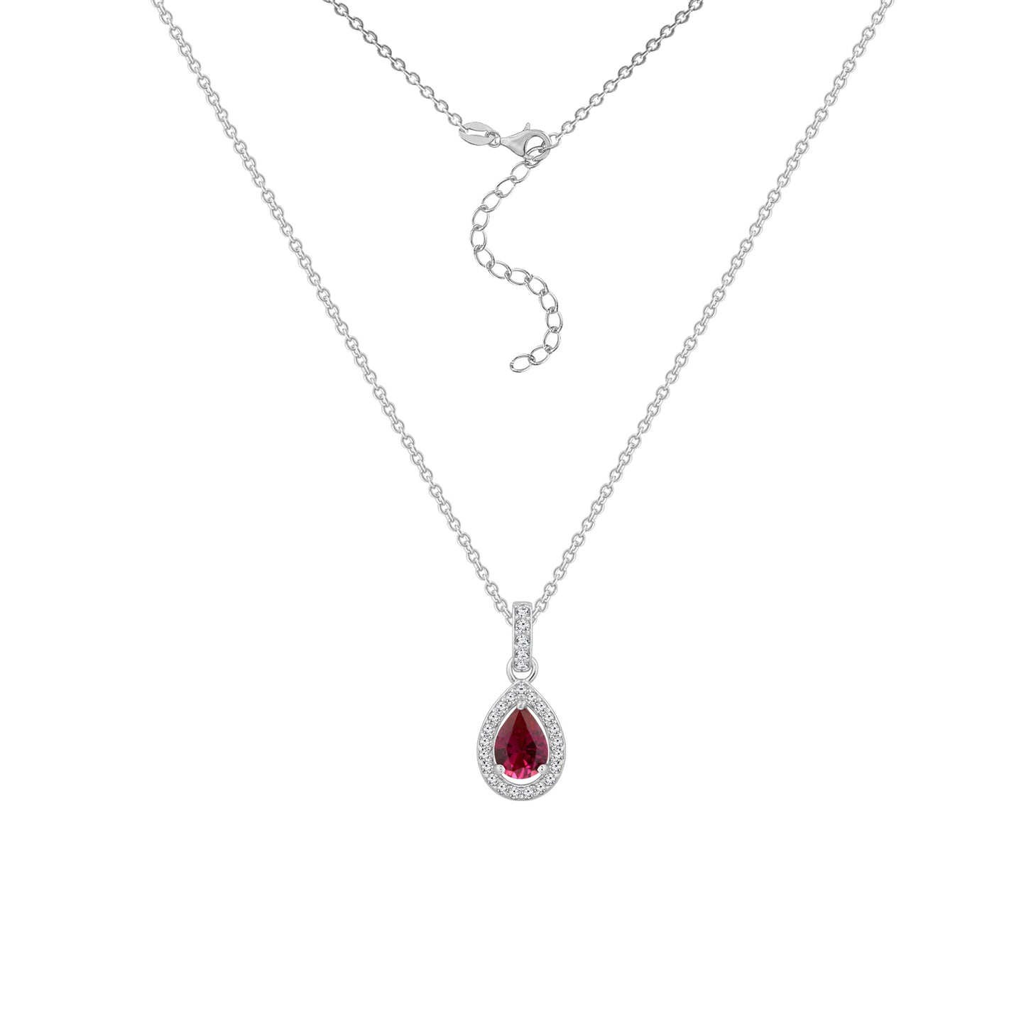 Diamonbliss Marilyn Red Pear Pendant Necklace