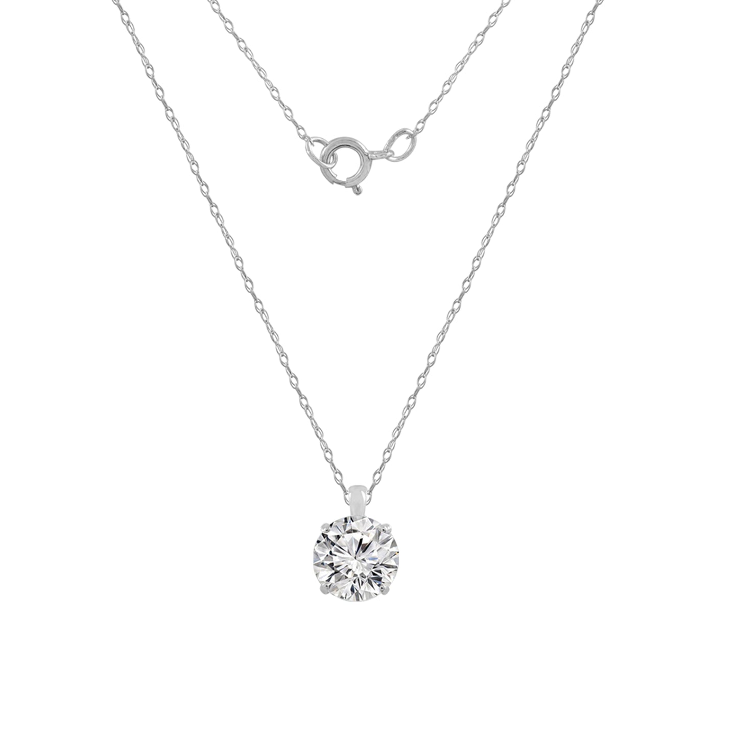 14K Solid Gold Round Solitaire Necklace