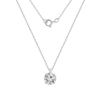14K Solid Gold Round Solitaire Necklace