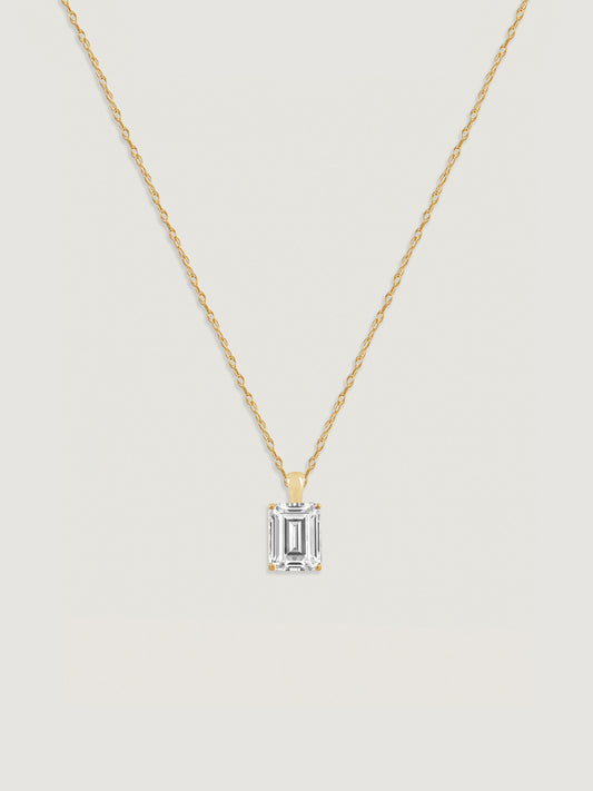 14K Solid Gold Solitaire Necklace