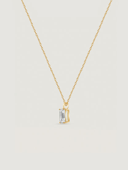 14K Solid Gold Solitaire Necklace
