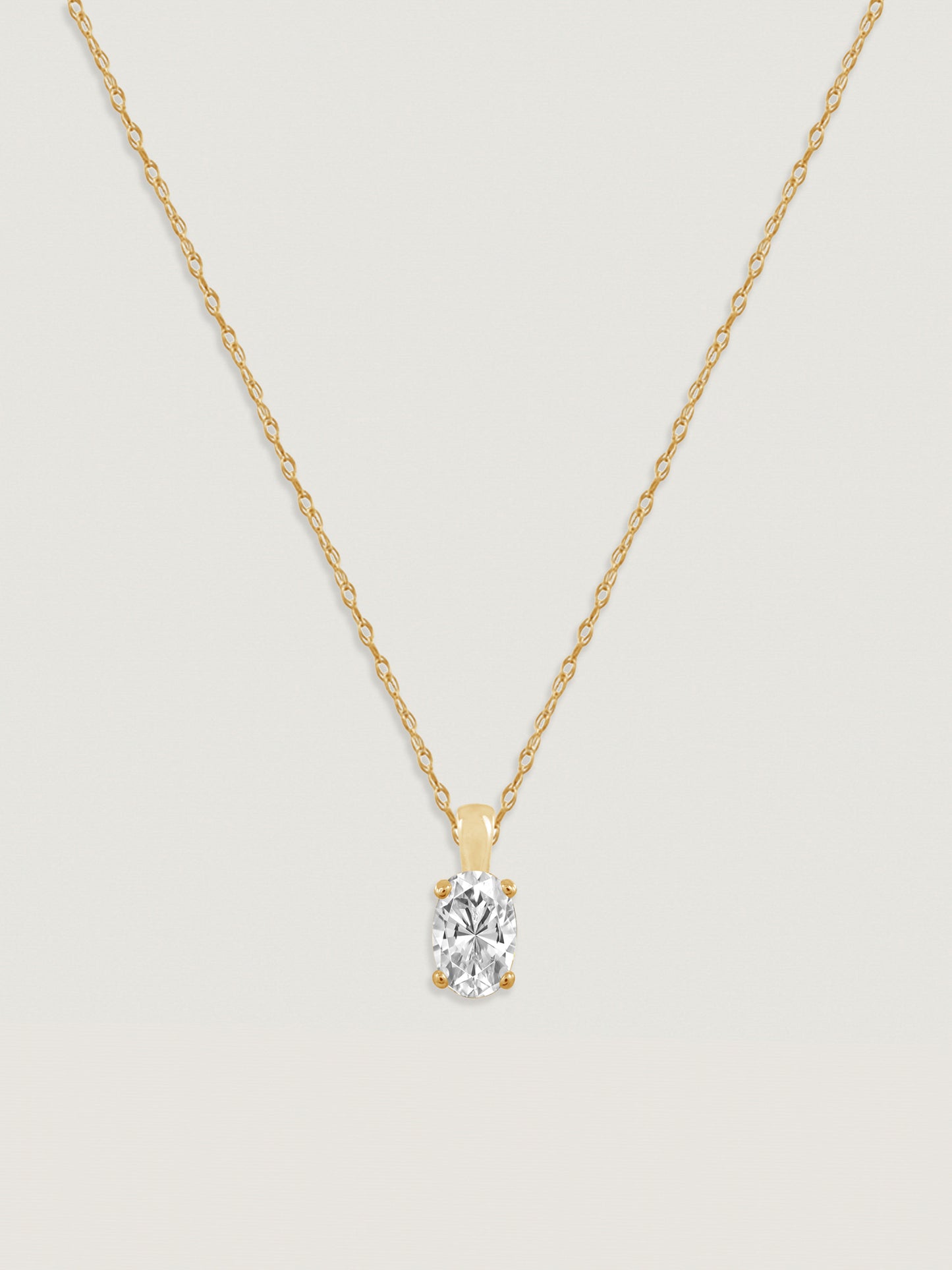 14K Solid Gold Solitaire Necklace