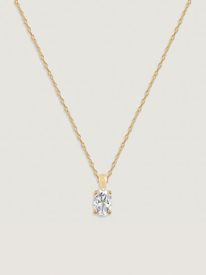 14K Solid Gold Solitaire Necklace