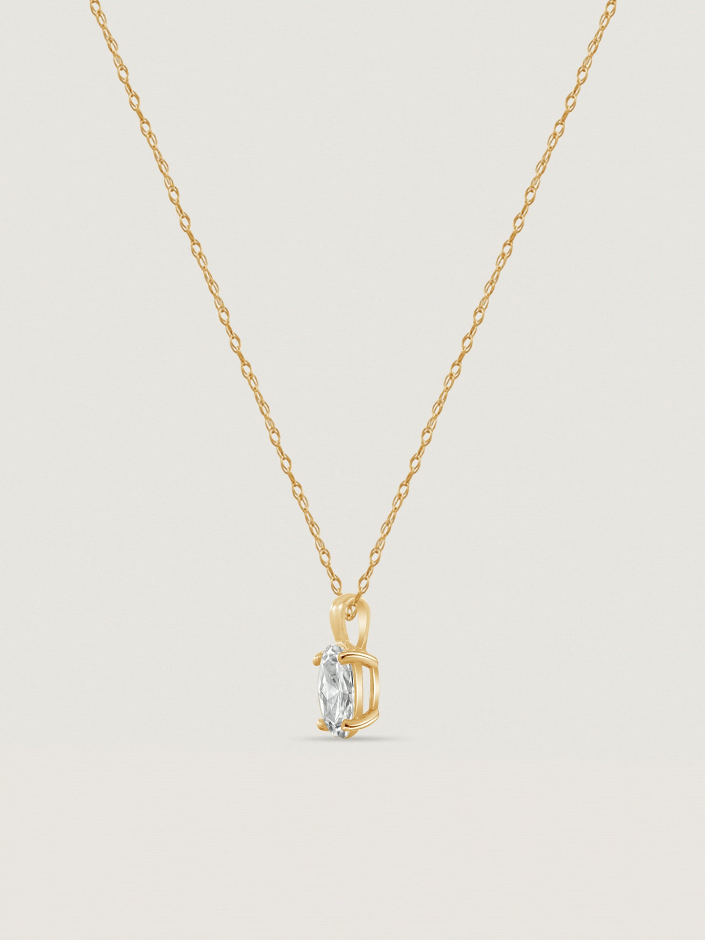 14K Solid Gold Solitaire Necklace