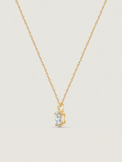 14K Solid Gold Solitaire Necklace