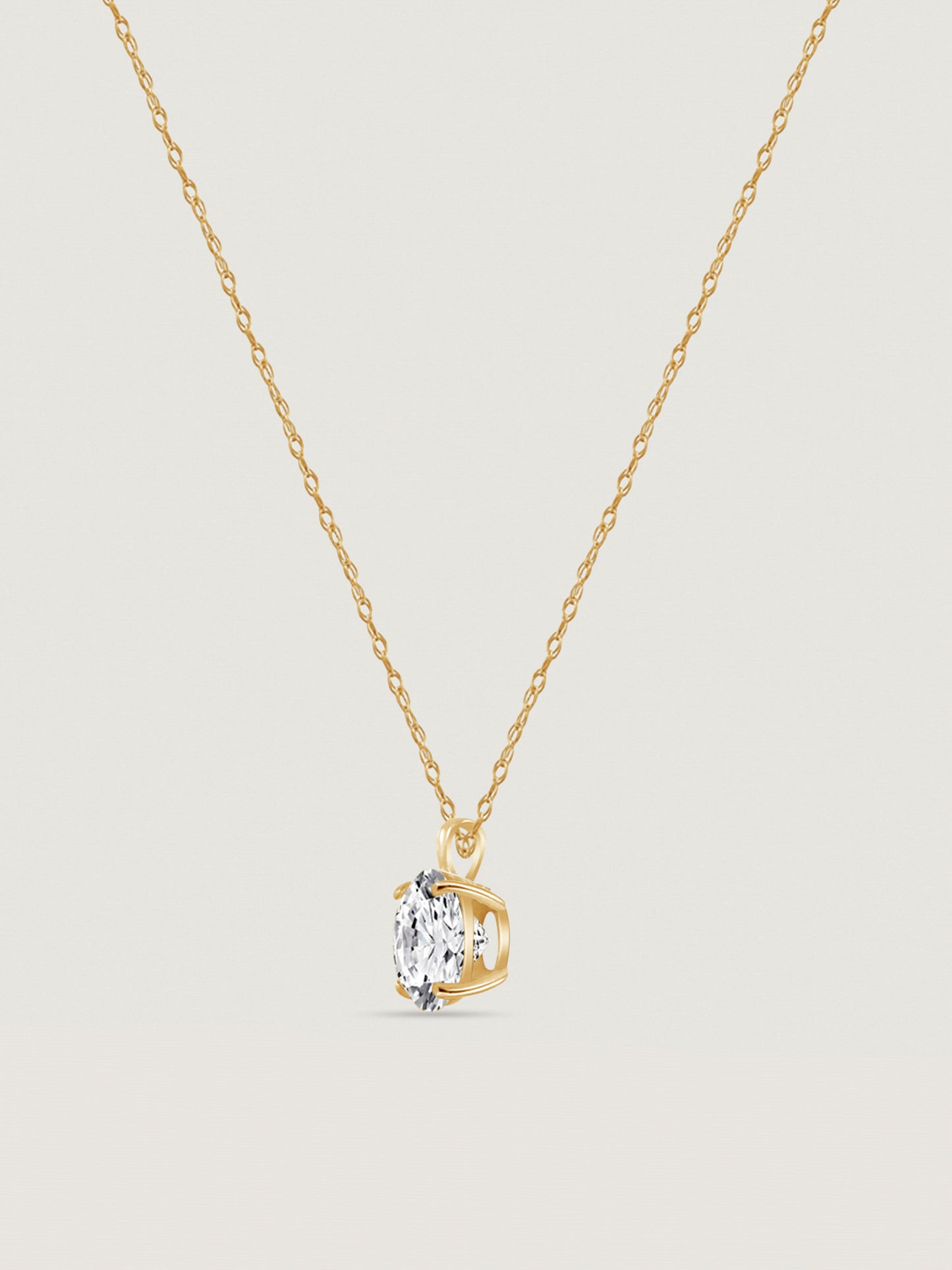 14K Solid Gold Solitaire Necklace