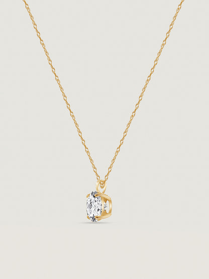 14K Solid Gold Solitaire Necklace