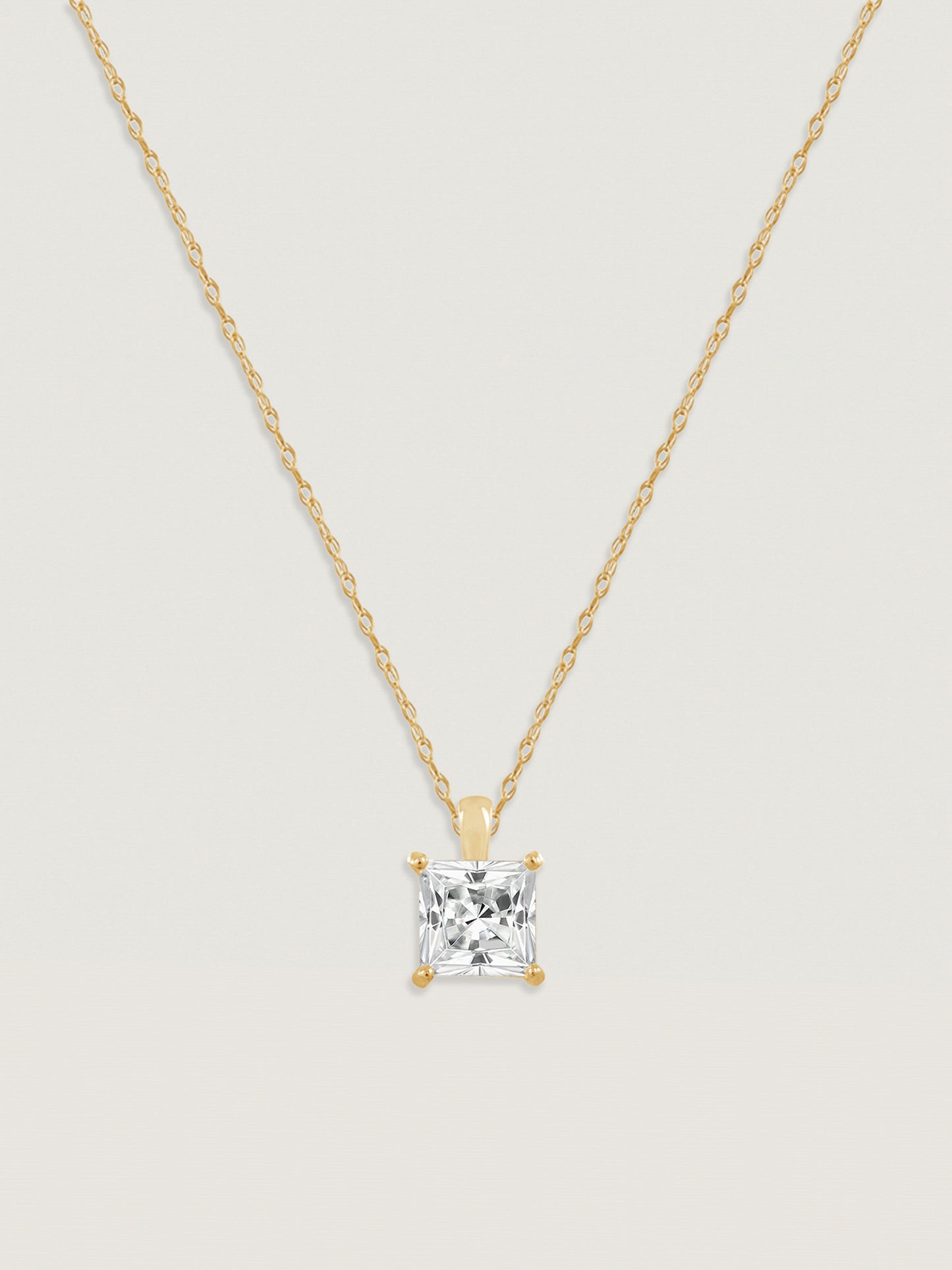 14K Solid Gold Solitaire Necklace