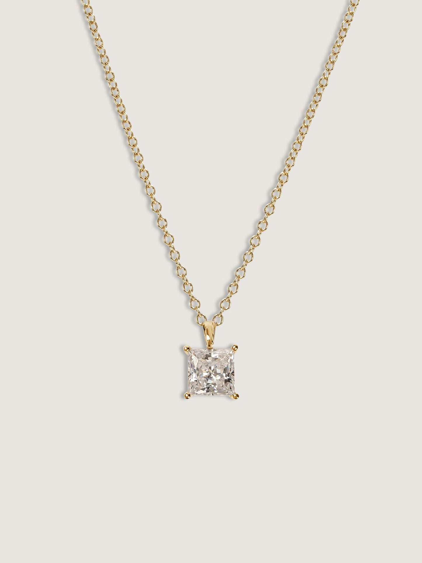 Diamonbliss Yellow Gold Plated Sterling Silver Solitaire Princess cut Pendant Necklace| 1 cttw