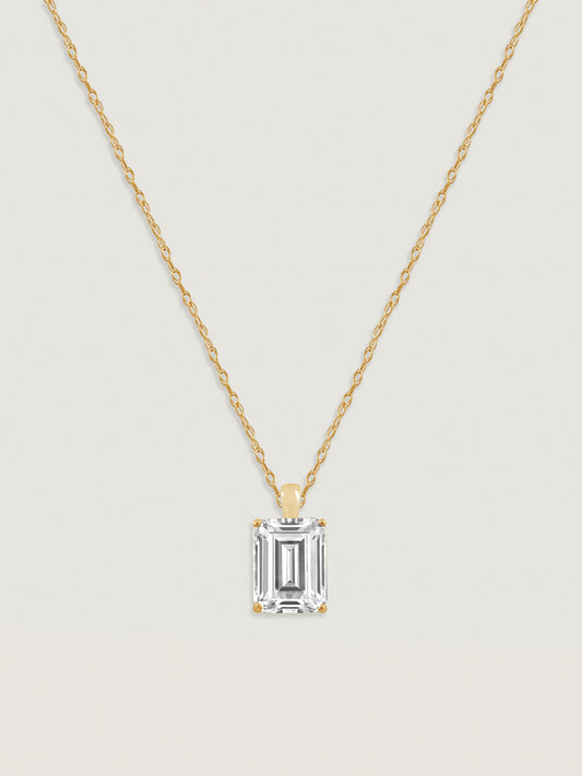 14K Solid Gold Solitaire Necklace