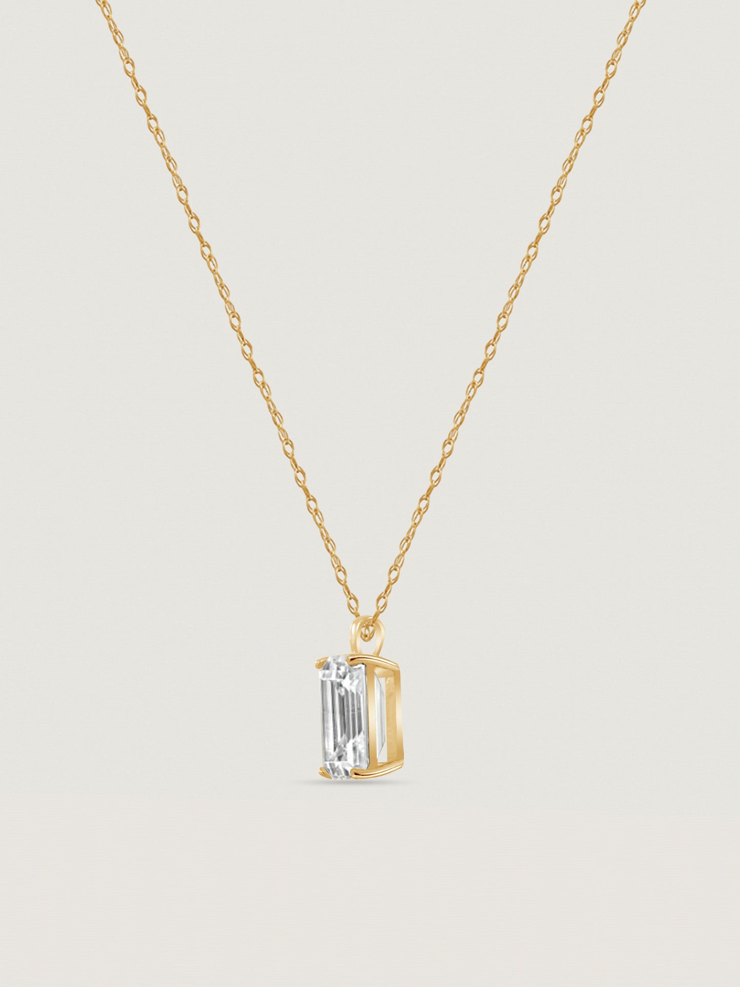 14K Solid Gold Solitaire Necklace