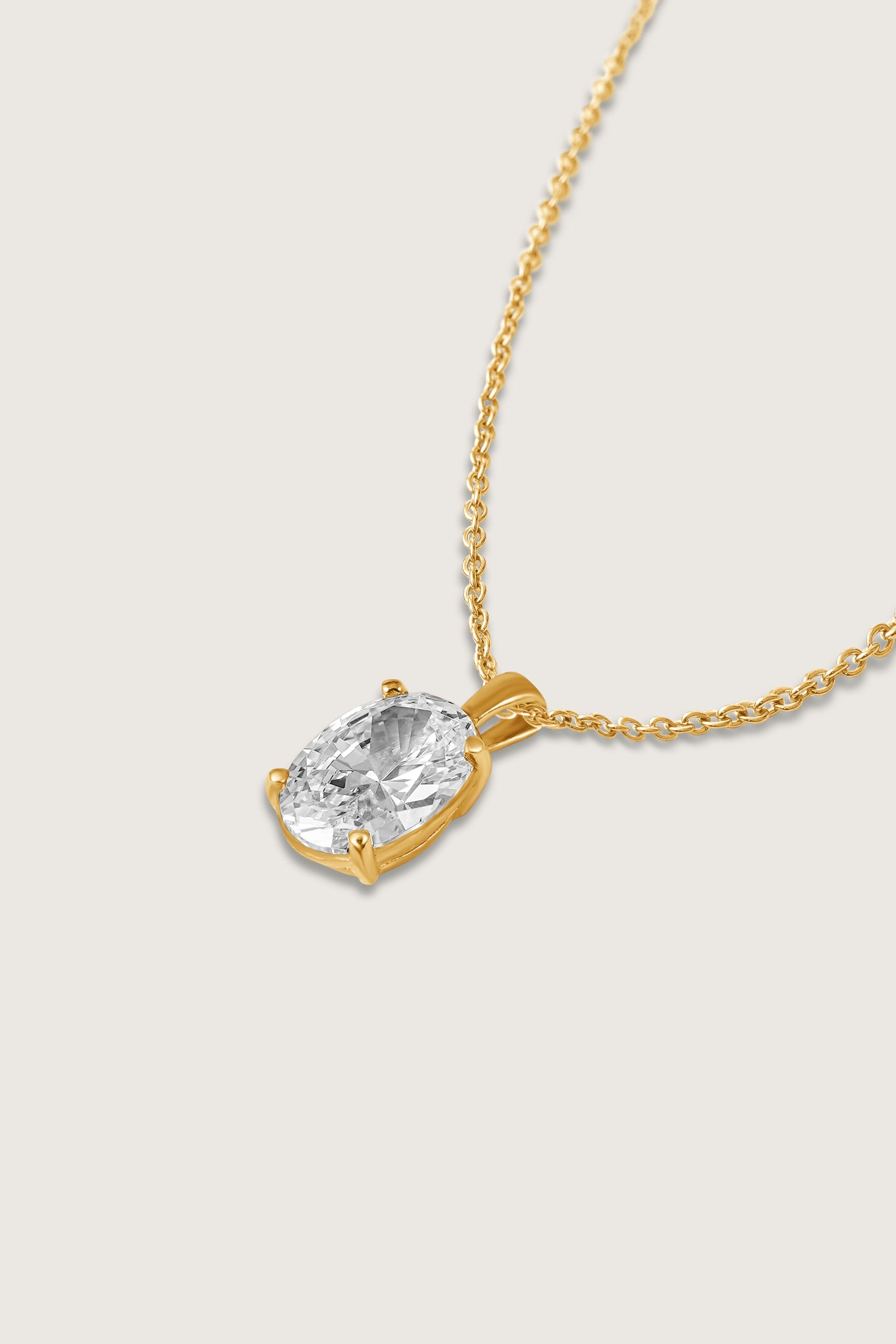 Diamonbliss Yellow Gold Plated Sterling Silver Solitaire Oval cut Pendant Necklace| 1 cttw