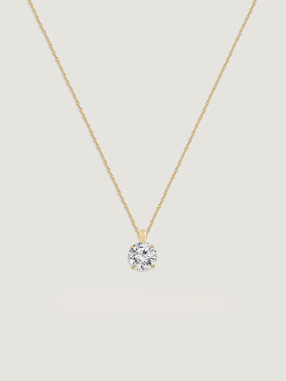 14K Solid Gold Solitaire Necklace