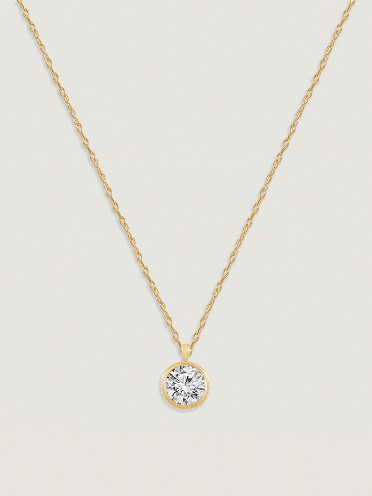 Solid Gold Bezel Solitaire Necklace