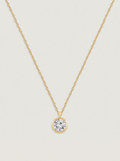 Solid Gold Bezel Solitaire Necklace