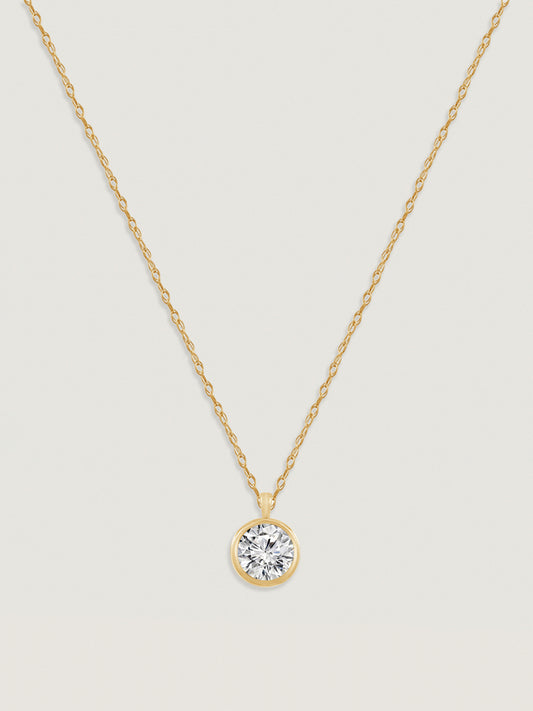 Solid Gold Bezel Solitaire Necklace