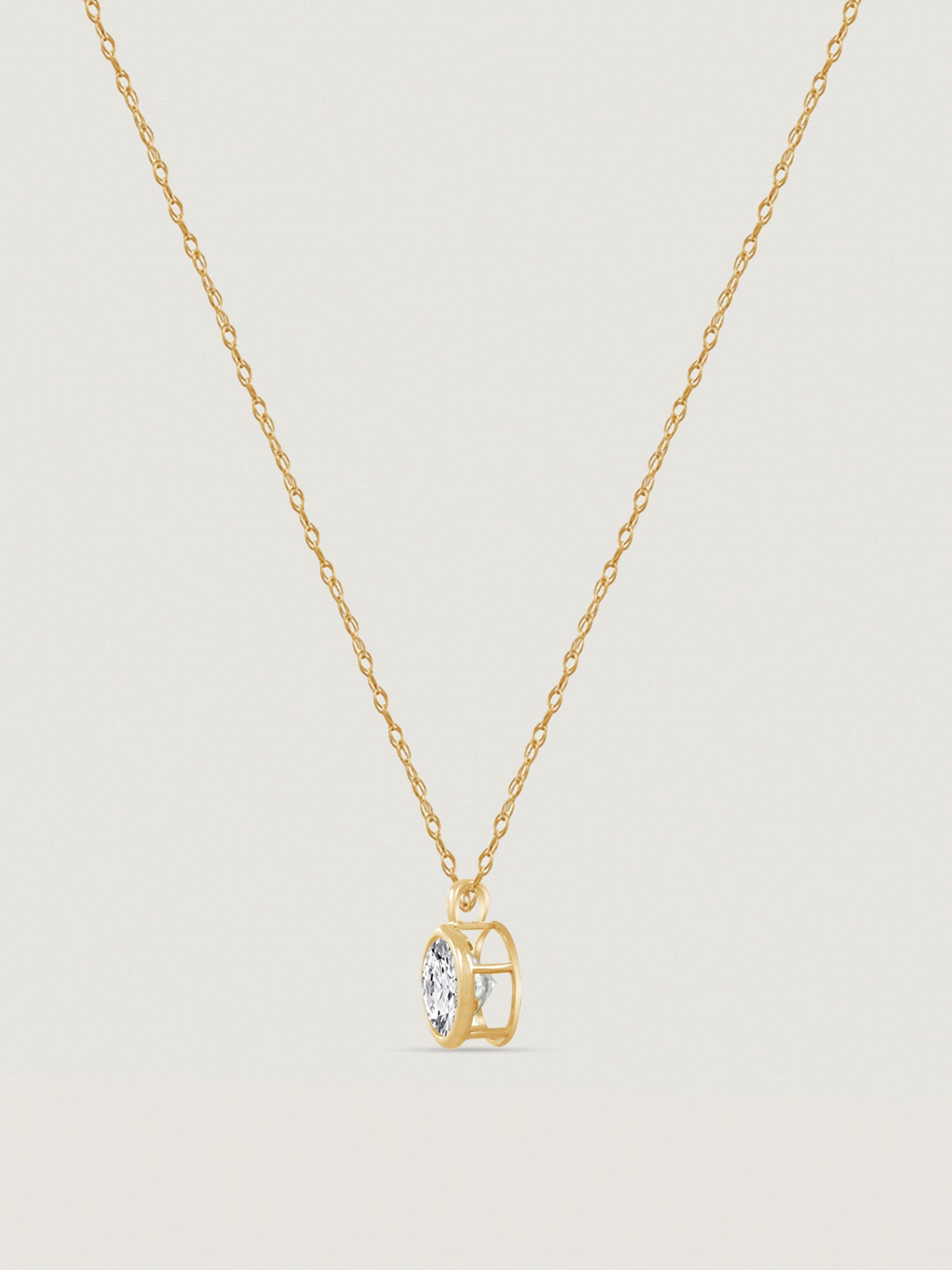 Solid Gold Bezel Solitaire Necklace