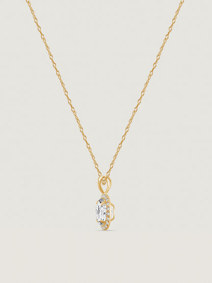 Solid Gold Halo Pendant Necklace