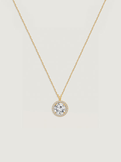 Solid Gold Halo Pendant Necklace