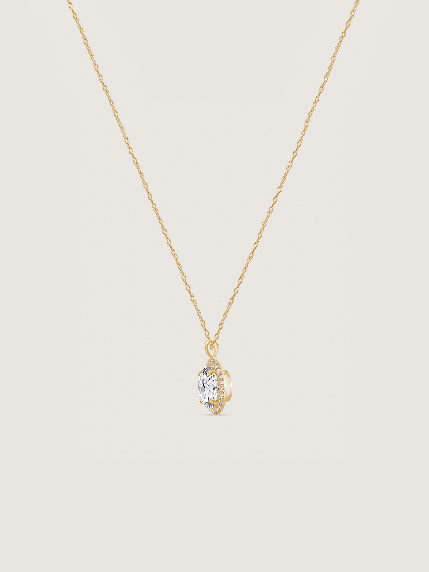 Solid Gold Halo Pendant Necklace