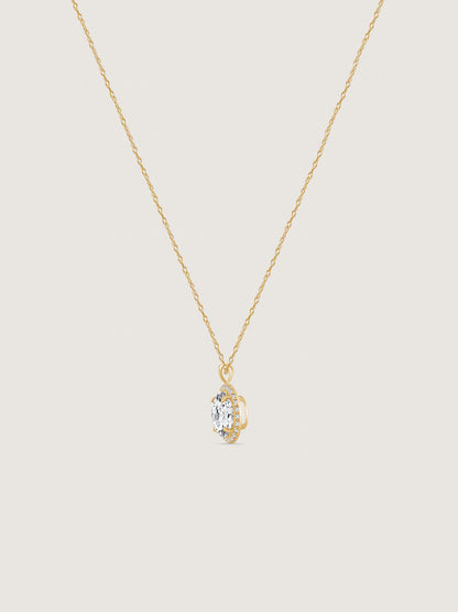 Solid Gold Halo Pendant Necklace