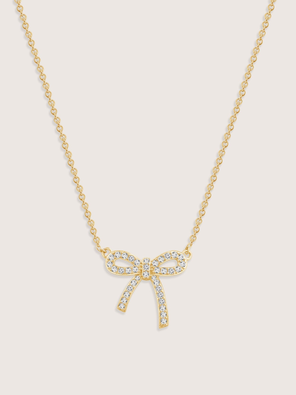 Lab Grown Diamond Accent Bow Pendant Necklace